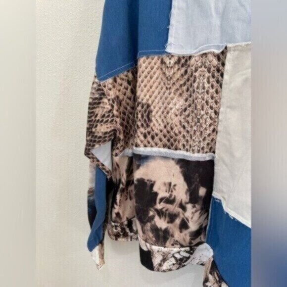 Zara Patchwork Boho Oversized Top Baggy 90's Artsy Long Sleeve - Picture 2 of 5